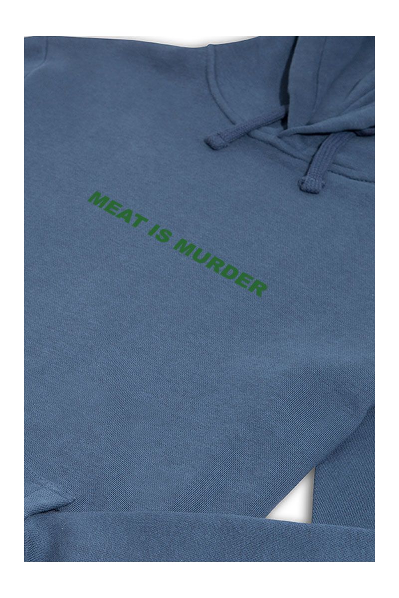 Navy Premium Cotton meat is murder Design Pullover Hoodie