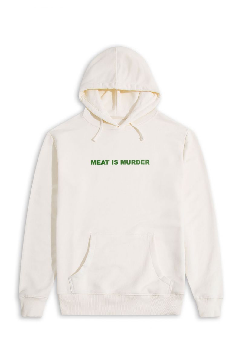 Ecru Premium Cotton meat is murder Design Pullover Hoodie