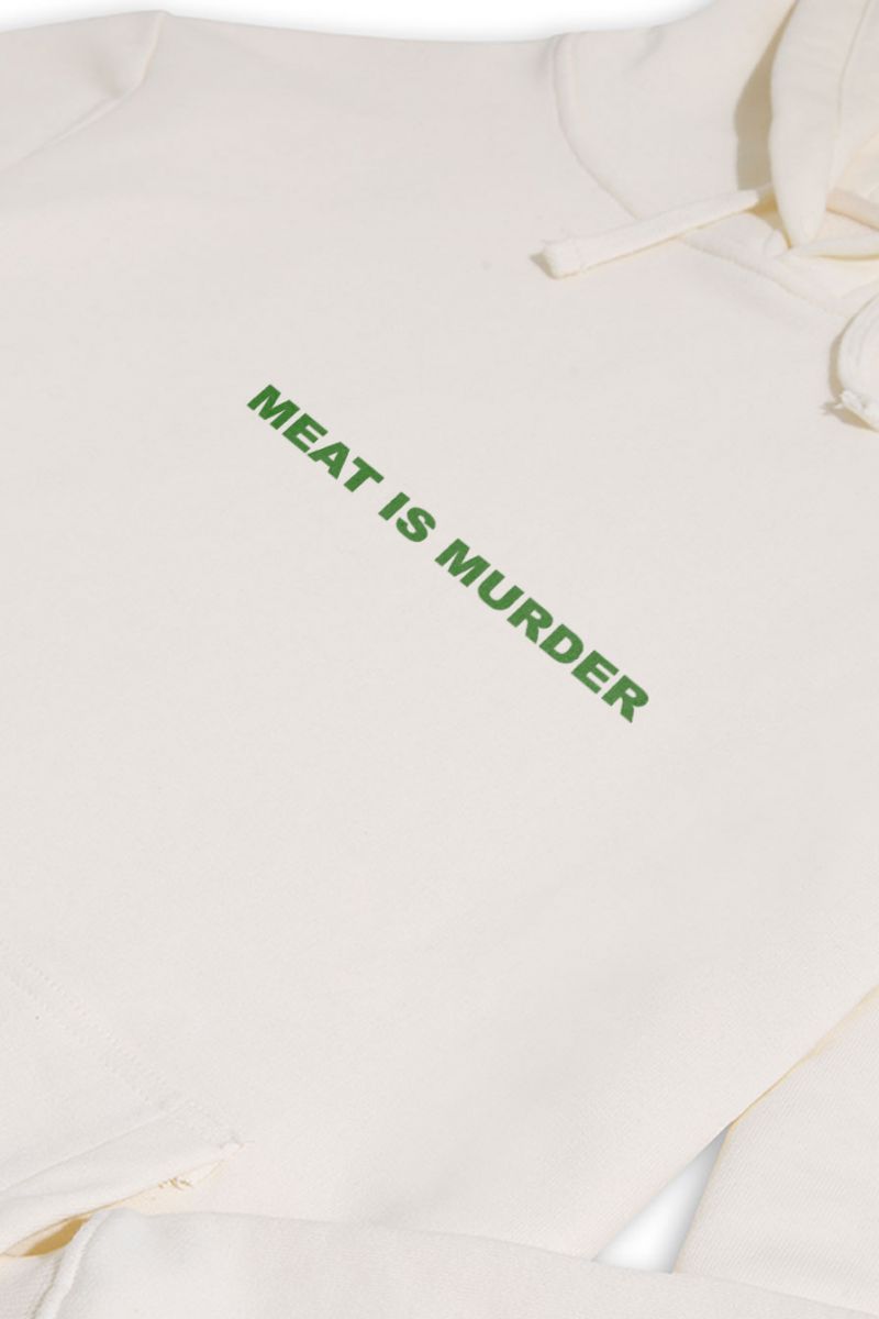 Ecru Premium Cotton meat is murder Design Pullover Hoodie