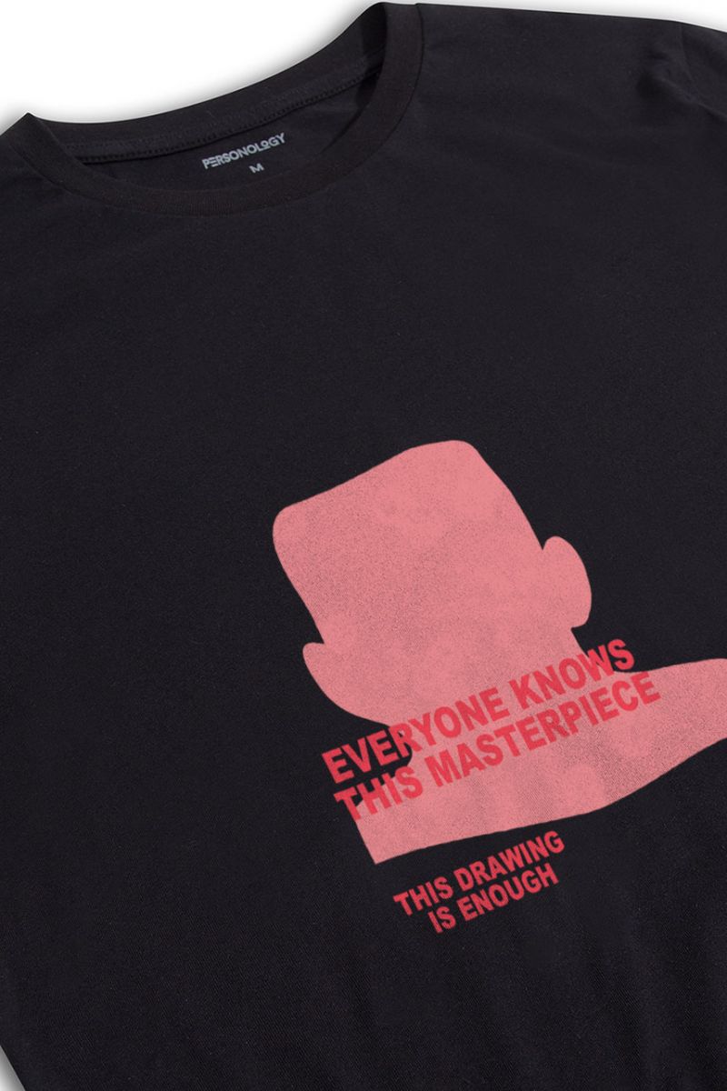 Black Soft Fabric everyone knows this masterpiece. This drawing is enough Design Short Sleeve Tee