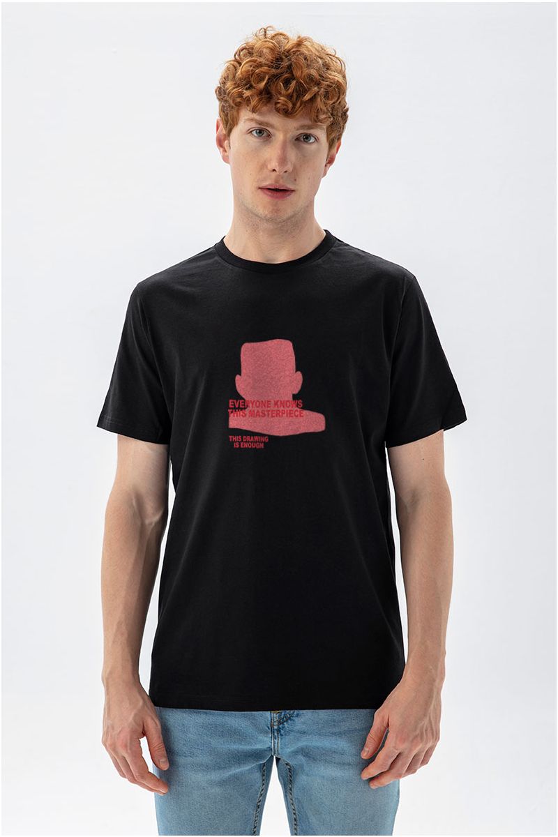Black Soft Fabric everyone knows this masterpiece. This drawing is enough Design Short Sleeve Tee
