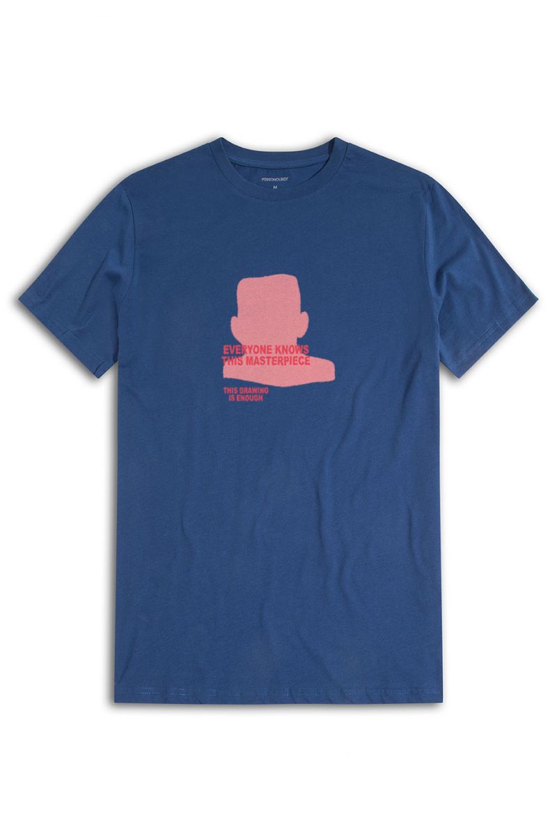 Navy Soft Fabric everyone knows this masterpiece. This drawing is enough Design Short Sleeve Tee
