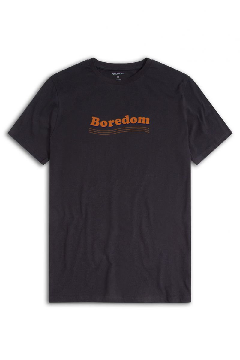 Black Soft Fabric boredom Design Short Sleeve Tee