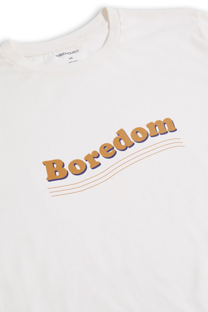 Off White Soft Fabric boredom Design Short Sleeve Tee