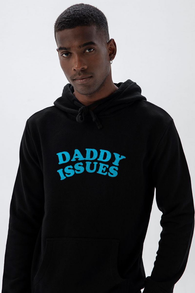 Black Premium Cotton daddy issues Design Pullover Hoodie