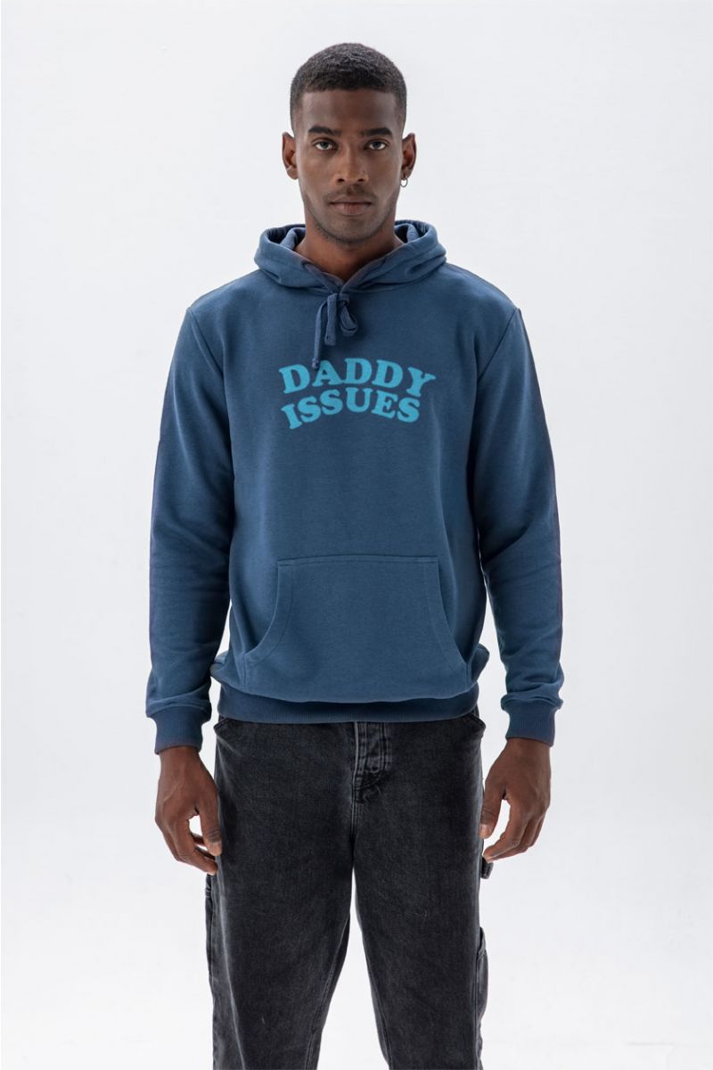 Navy Premium Cotton daddy issues Design Pullover Hoodie