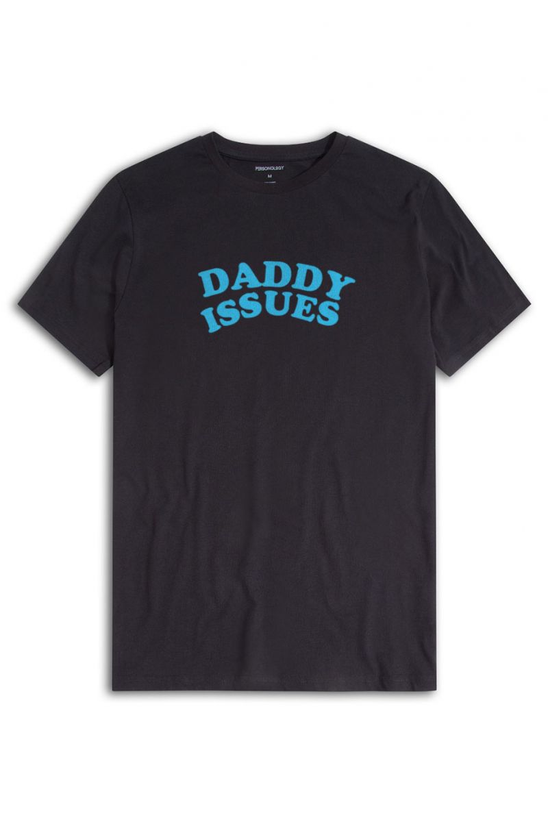 Black Soft Fabric daddy issues Design Short Sleeve Tee