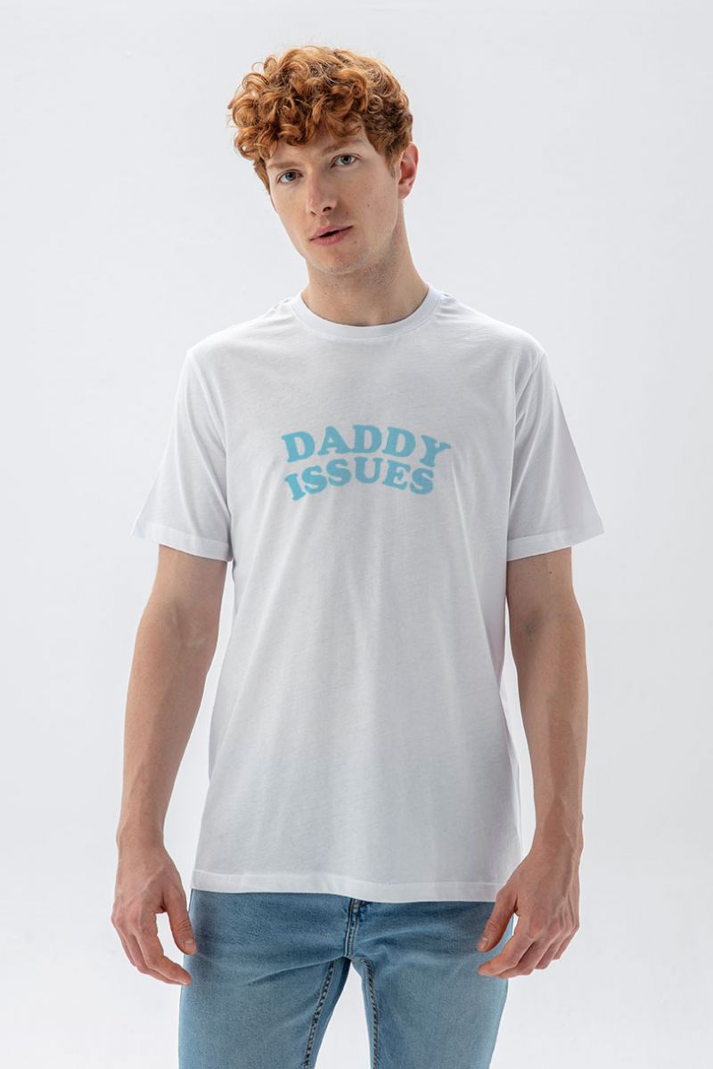 White Soft Fabric daddy issues Design Short Sleeve Tee