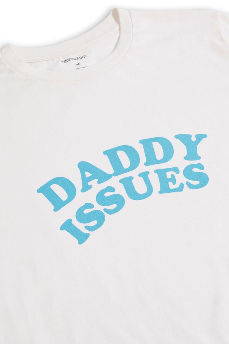 Off White Soft Fabric daddy issues Design Short Sleeve Tee