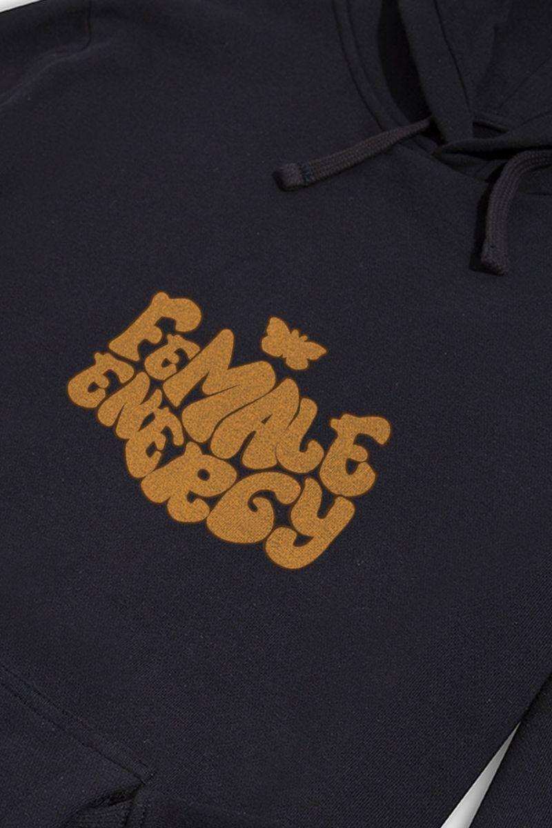 Black Premium Cotton Female energy Design Pullover Hoodie