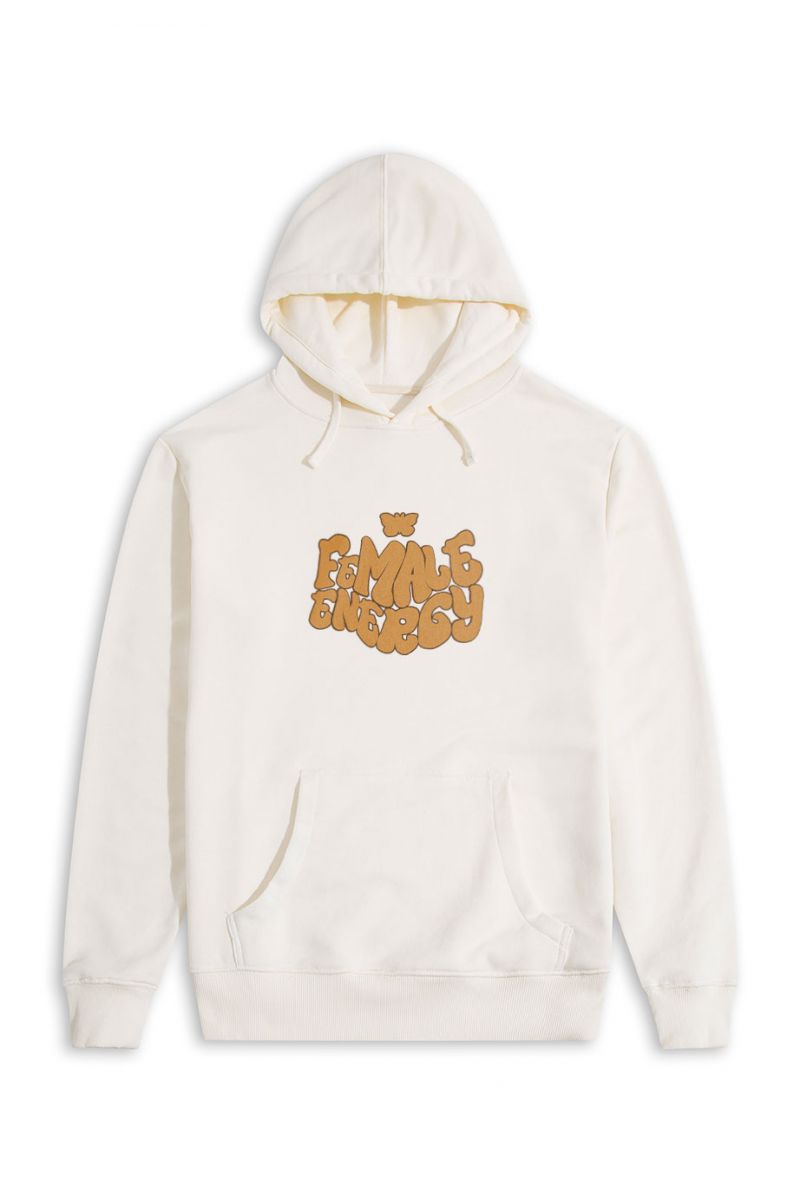 Ecru Premium Cotton Female energy Design Pullover Hoodie