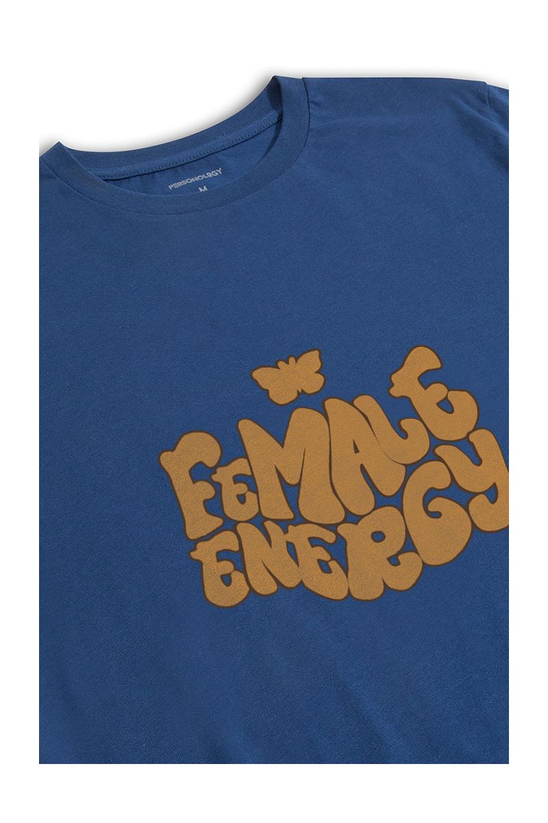 Navy Soft Fabric Female energy Design Short Sleeve Tee