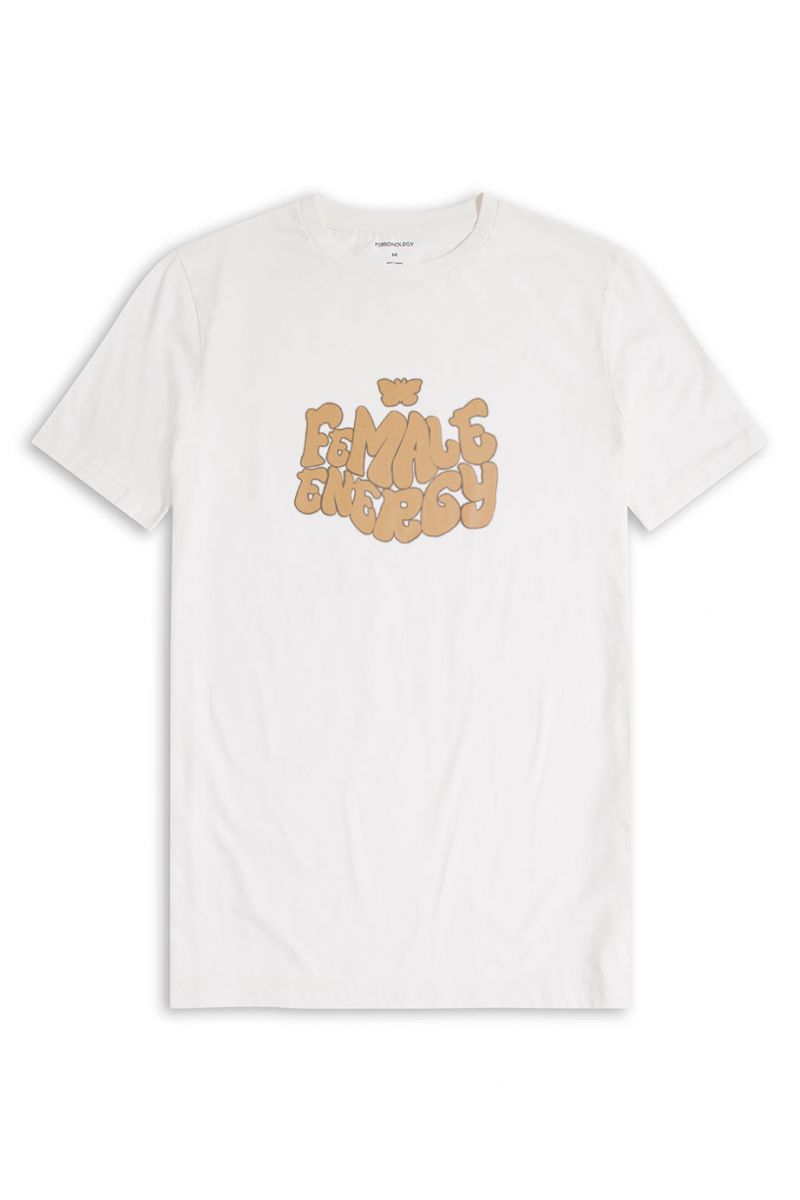 Off White Soft Fabric Female energy Design Short Sleeve Tee