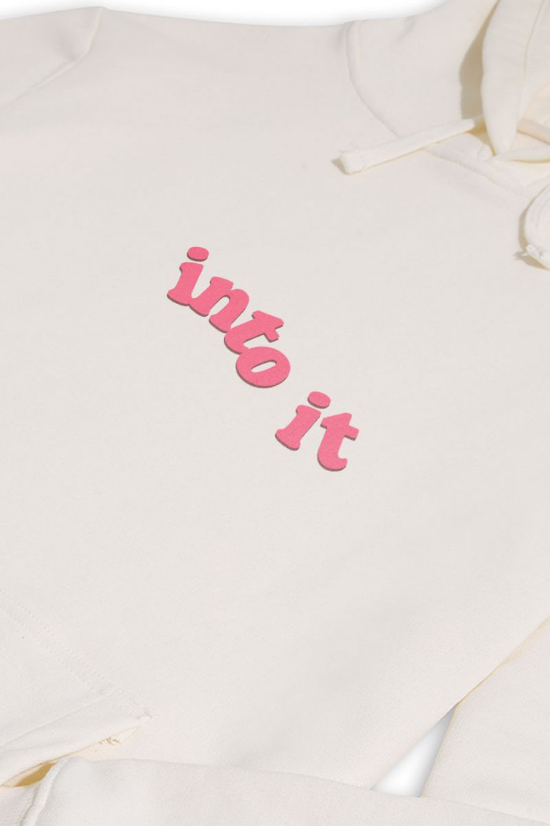 Ecru Premium Cotton into it Design Pullover Hoodie
