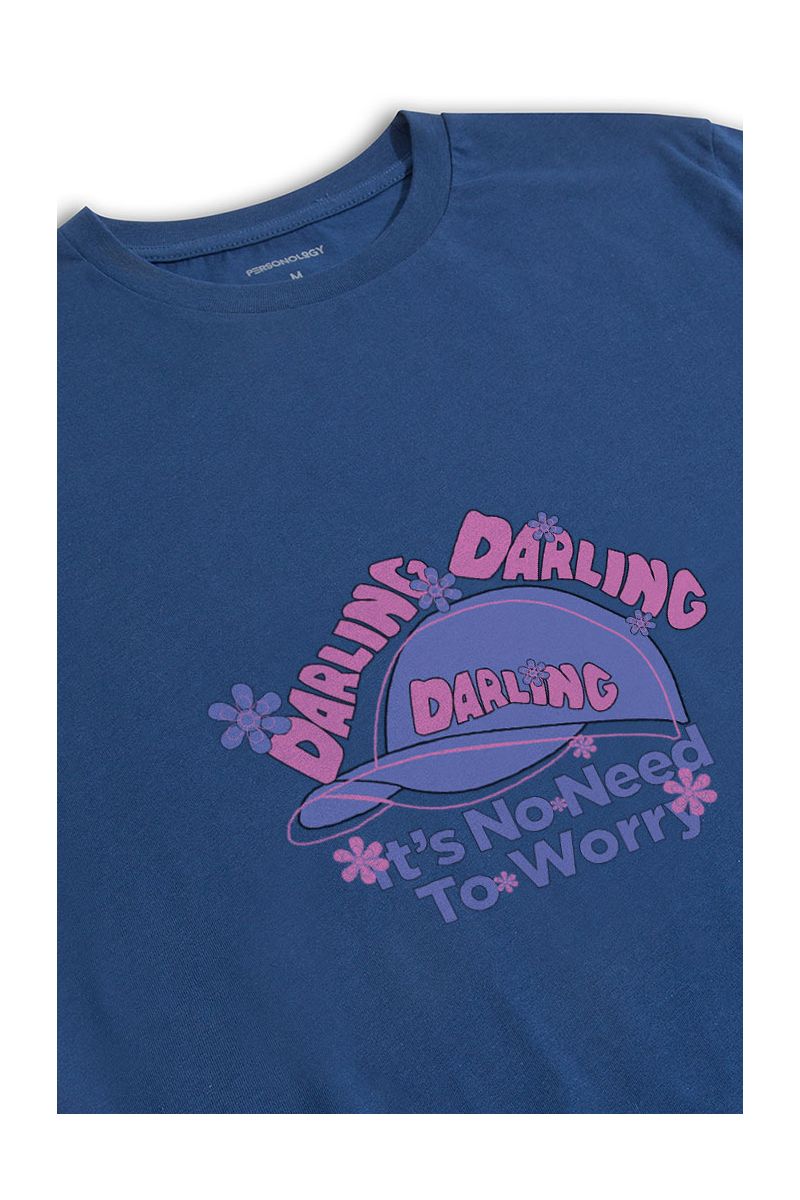 Navy Soft Fabric Best Interest Darling , It's no Need to Worry Design Short Sleeve Tee