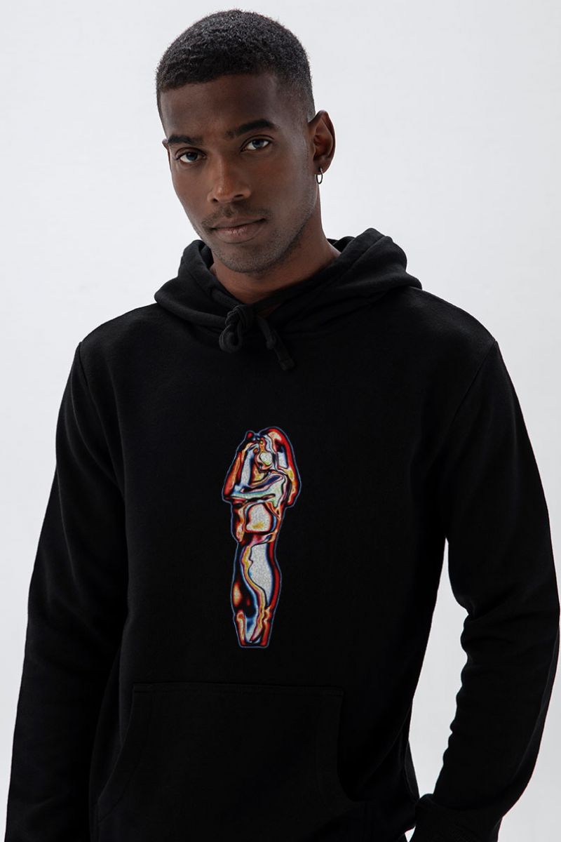 Black Premium Cotton Awake Design Pullover Hoodie