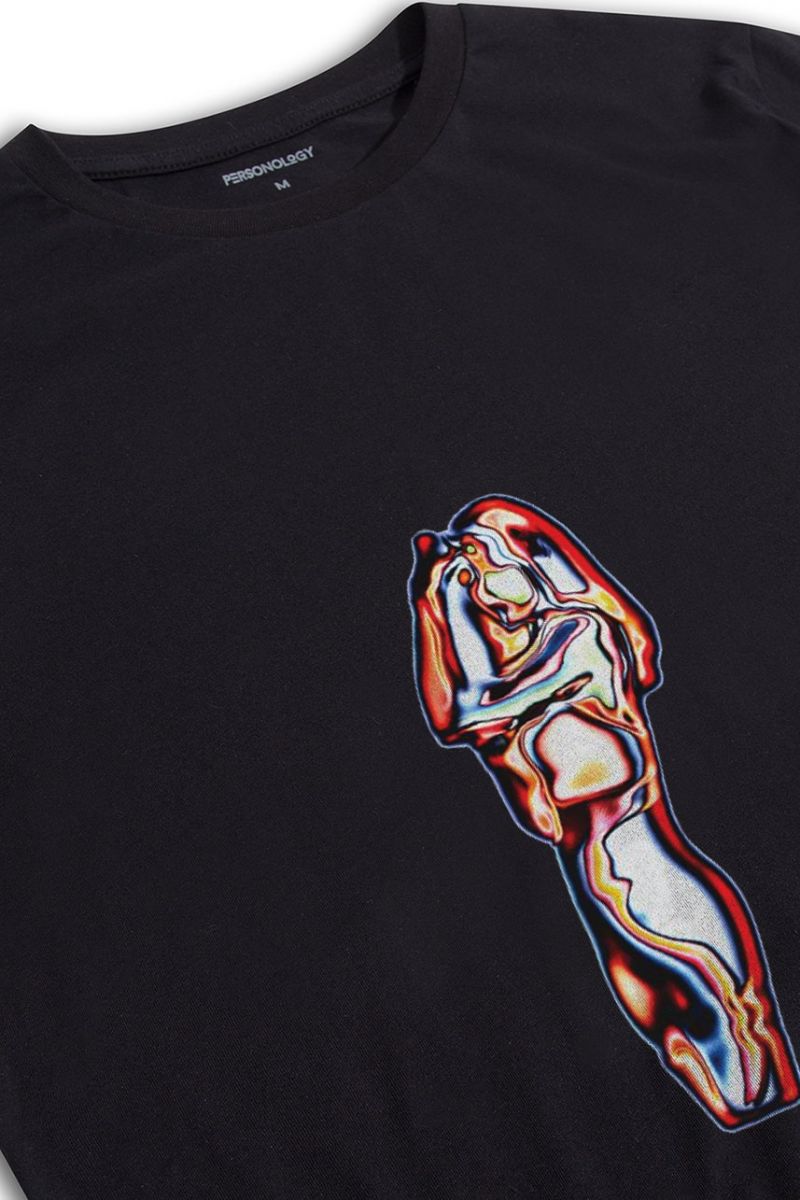 Black Soft Fabric Awake Design Short Sleeve Tee