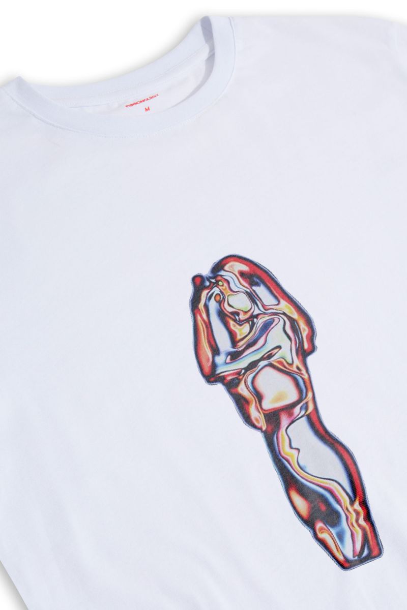 White Soft Fabric Awake Design Short Sleeve Tee