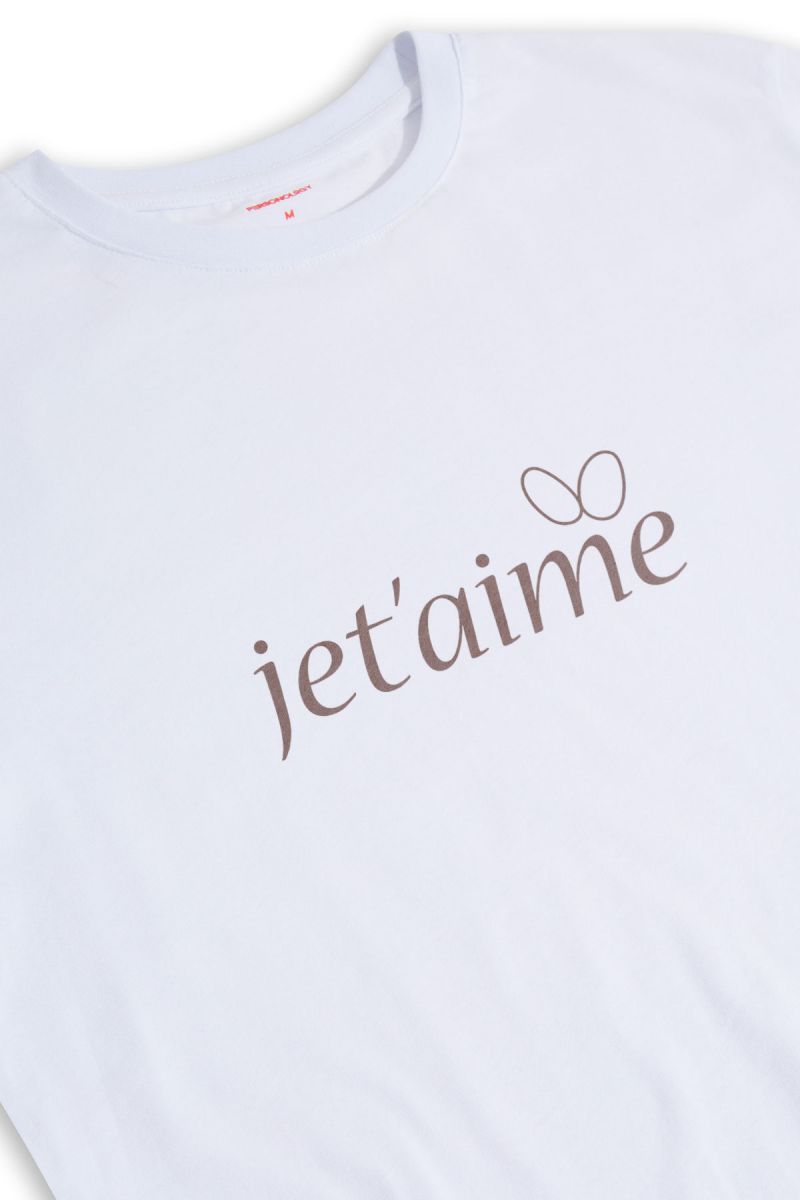 White Soft Fabric je t'aime Design Short Sleeve Tee
