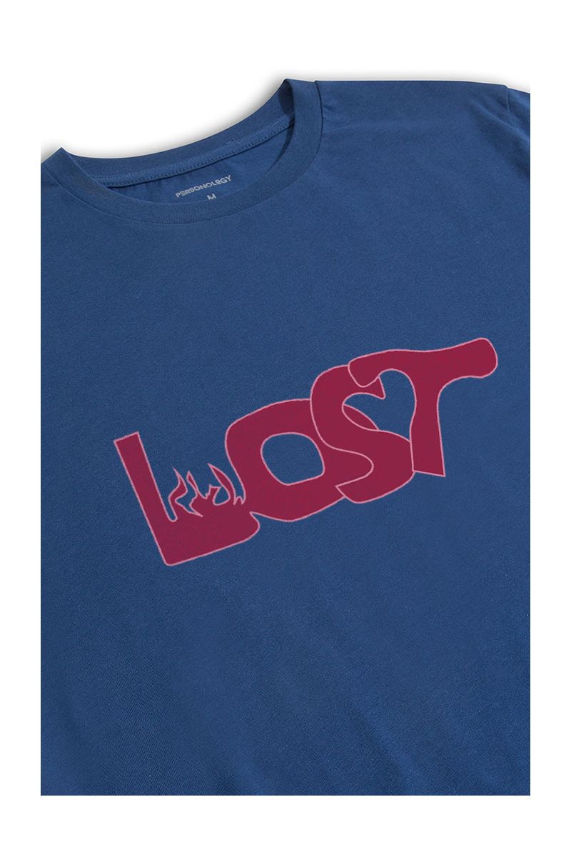 Navy Soft Fabric Lost Design Short Sleeve Tee