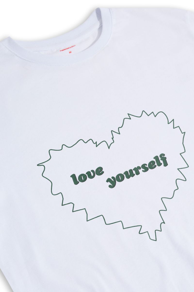 White Soft Fabric Love Yourself Design Short Sleeve Tee