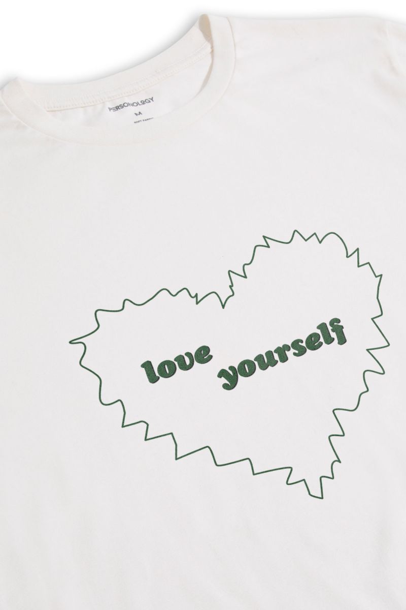 Off White Soft Fabric Love Yourself Design Short Sleeve Tee