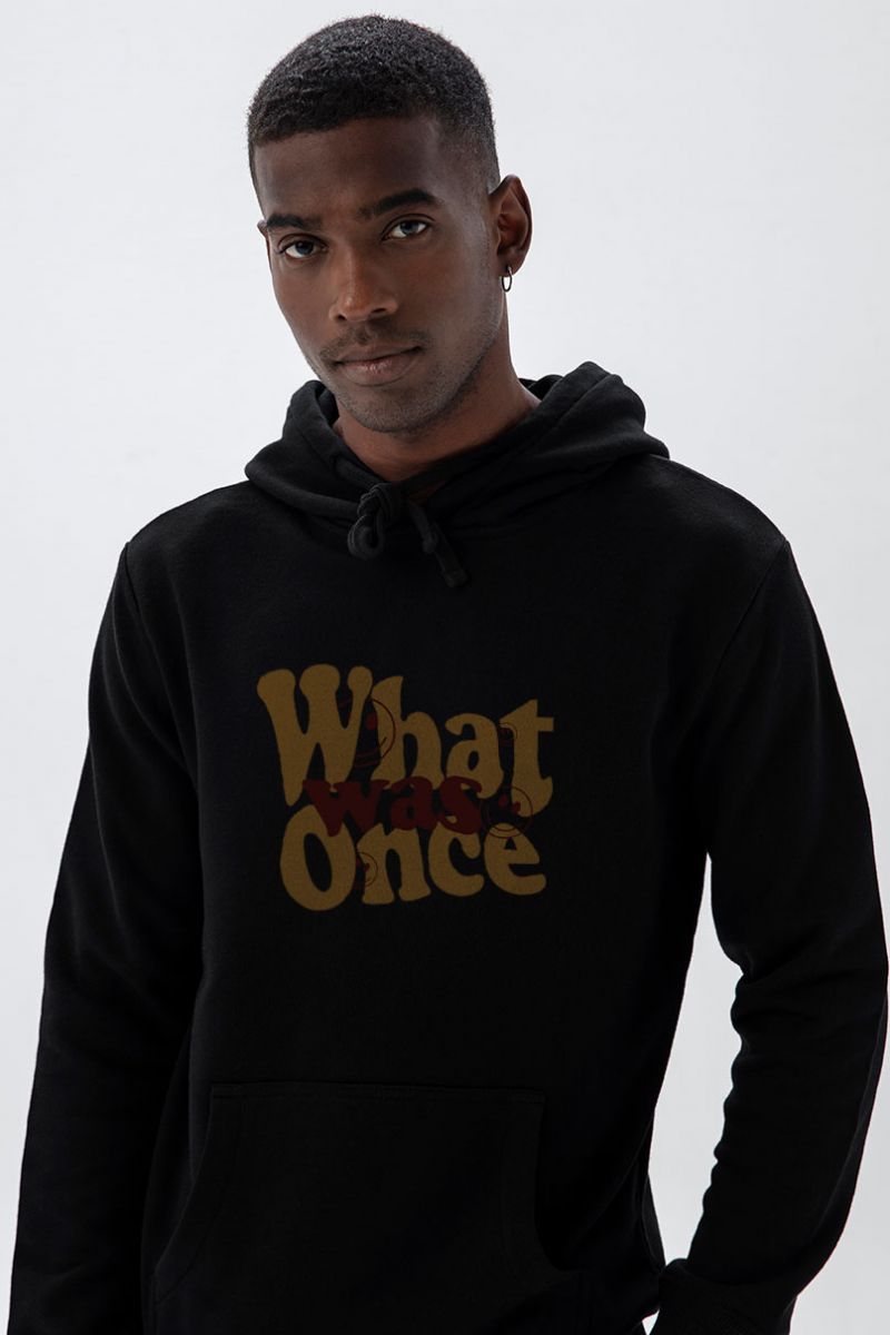 Black Premium Cotton What Once Was Design Pullover Hoodie