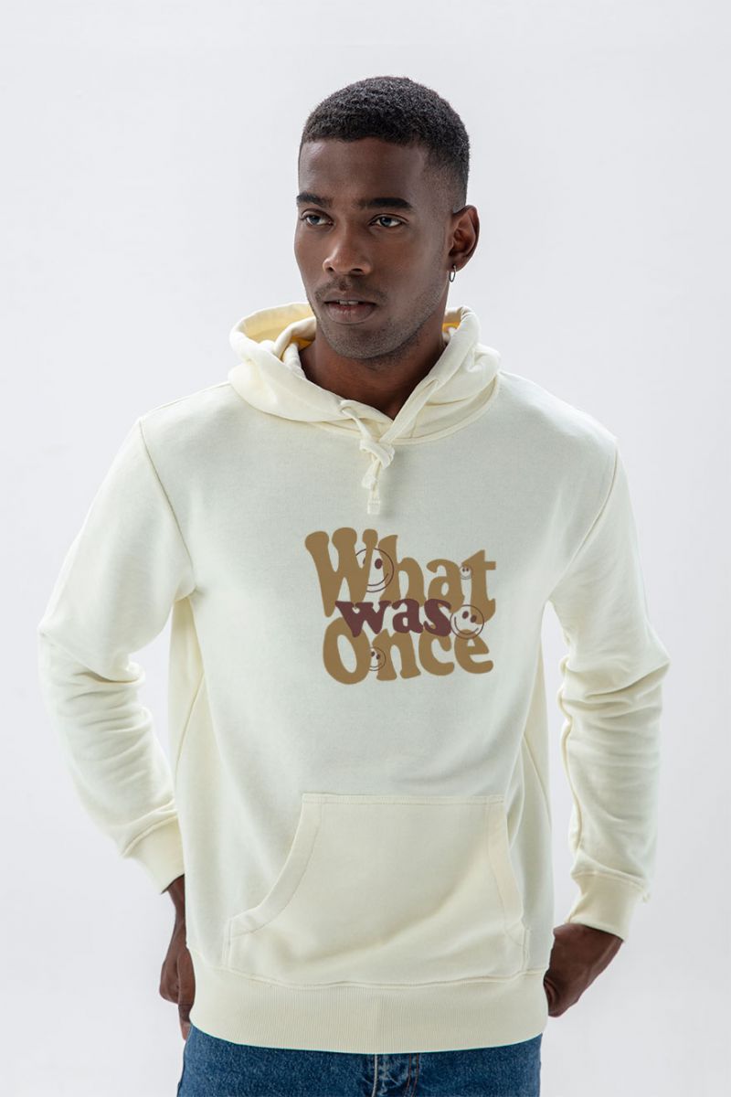 Ecru Premium Cotton What Once Was Design Pullover Hoodie