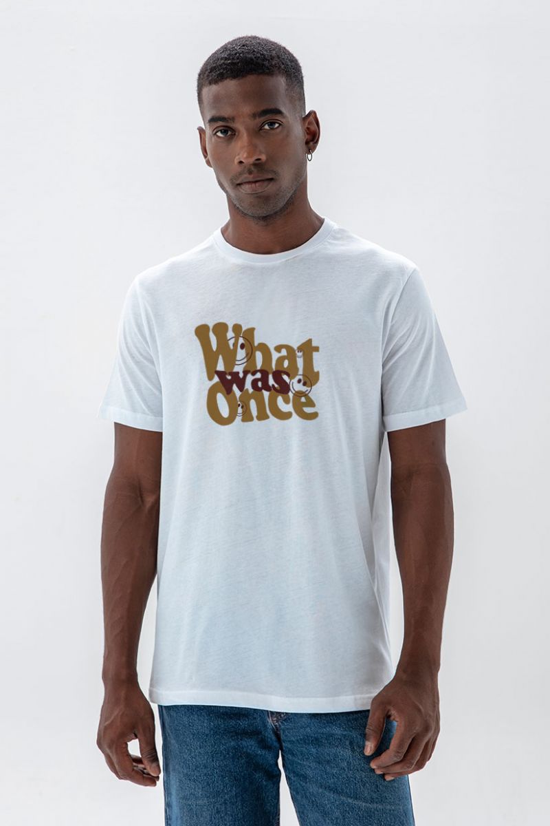 White Soft Fabric What Once Was Design Short Sleeve Tee