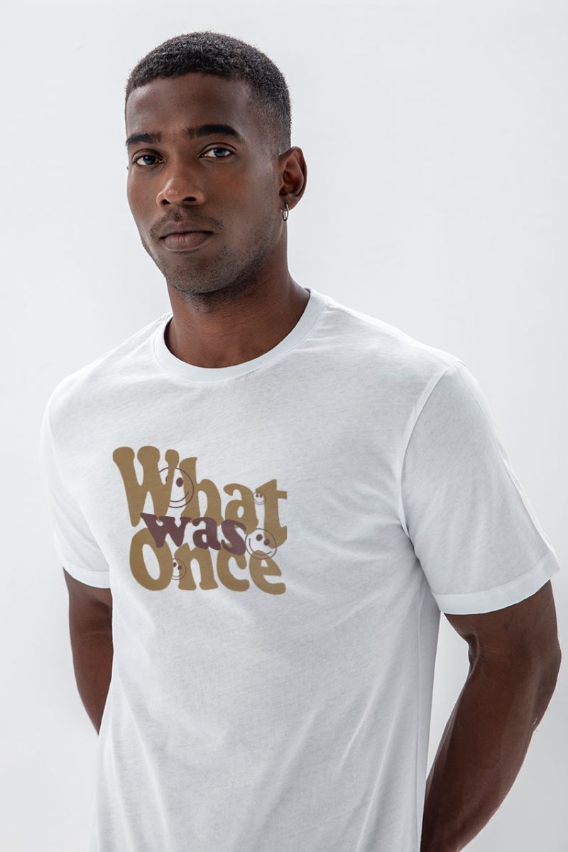 White Soft Fabric What Once Was Design Short Sleeve Tee