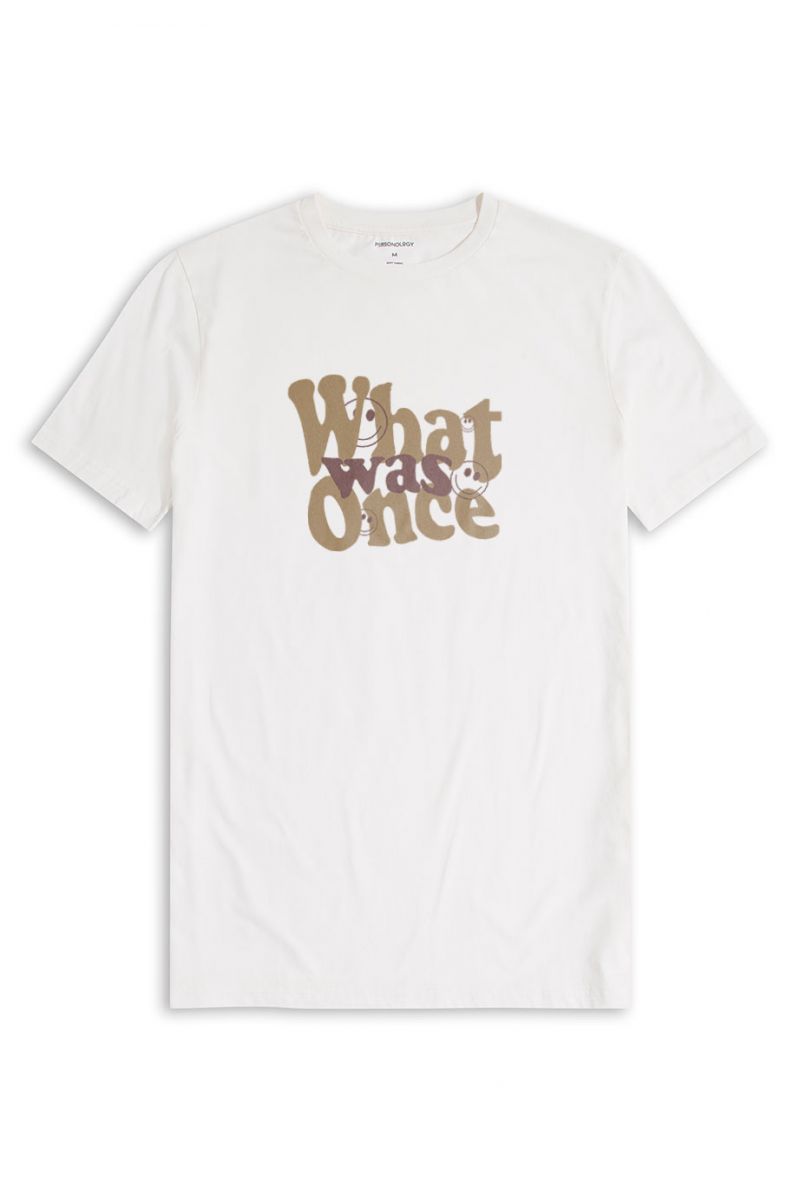 Off White Soft Fabric What Once Was Design Short Sleeve Tee