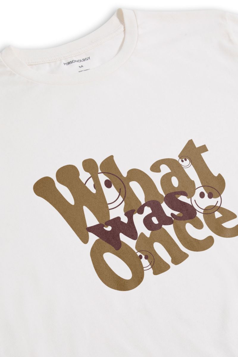 Off White Soft Fabric What Once Was Design Short Sleeve Tee