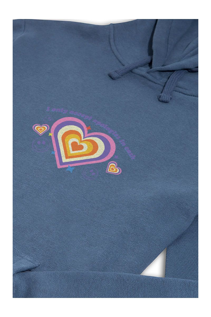 Navy Premium Cotton I Only Accept Apologies In Cash Design Pullover Hoodie