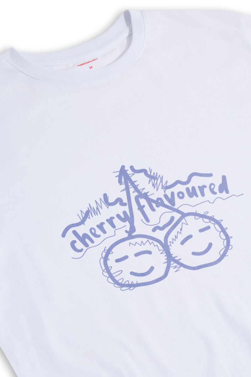 White Soft Fabric Cherry Flavoured Design Short Sleeve Tee