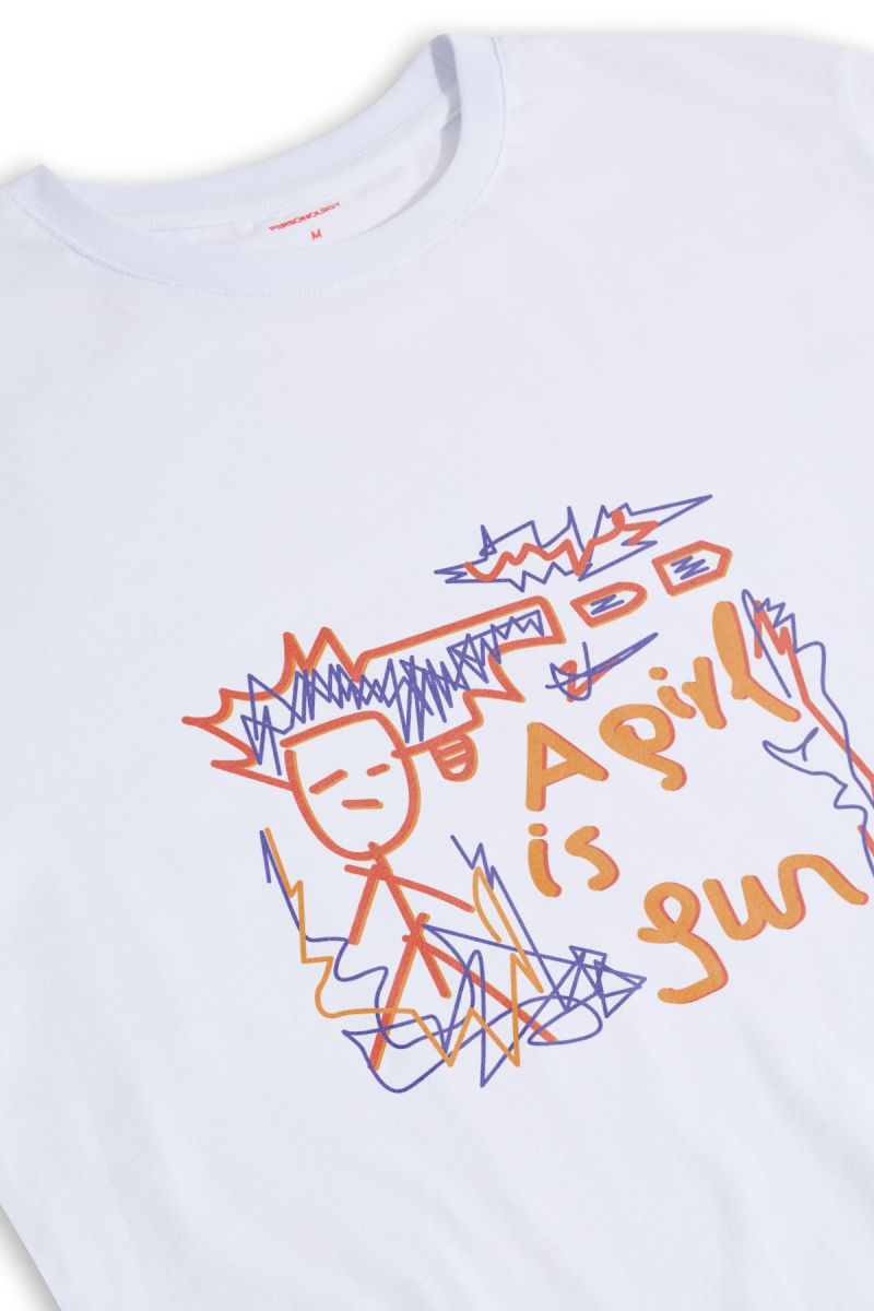 White Soft Fabric A Girl is A Gun Design Short Sleeve Tee
