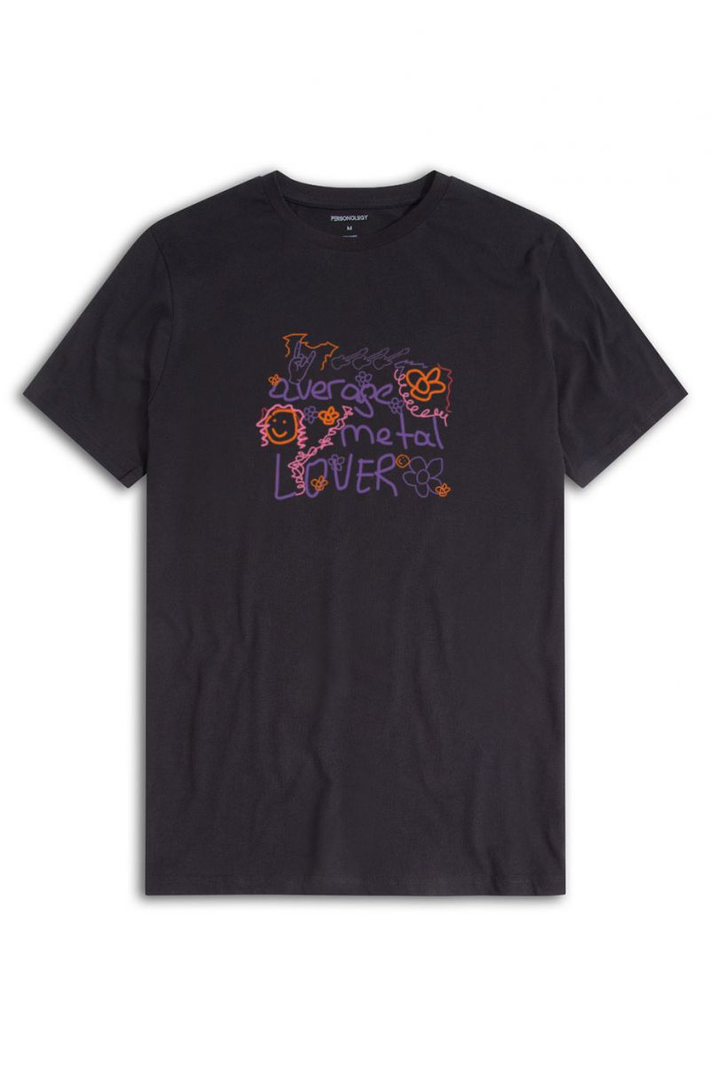 Black Soft Fabric Average Metal Lover Design Short Sleeve Tee