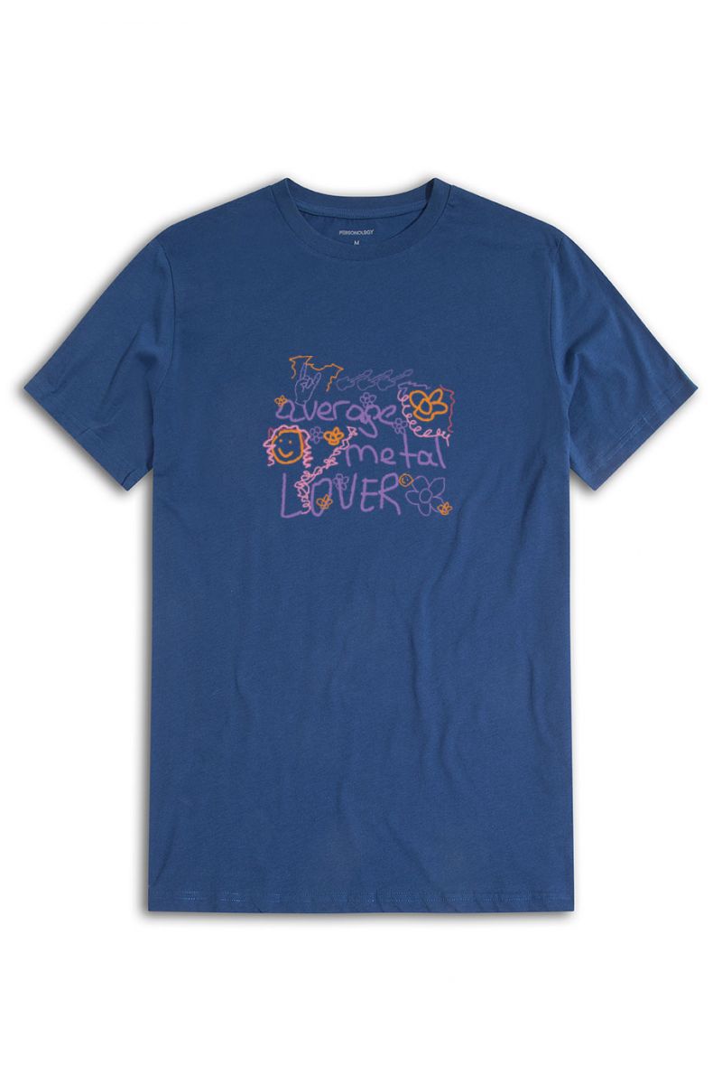 Navy Soft Fabric Average Metal Lover Design Short Sleeve Tee