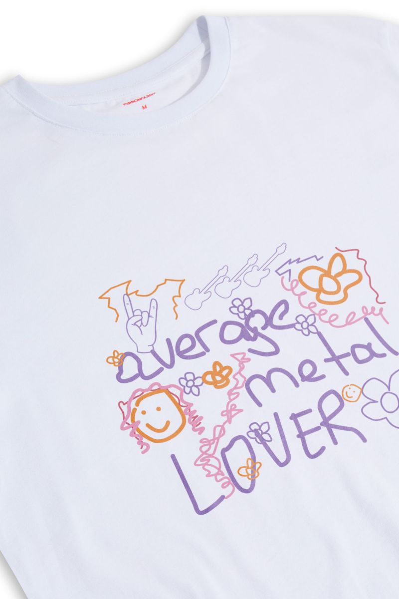 White Soft Fabric Average Metal Lover Design Short Sleeve Tee