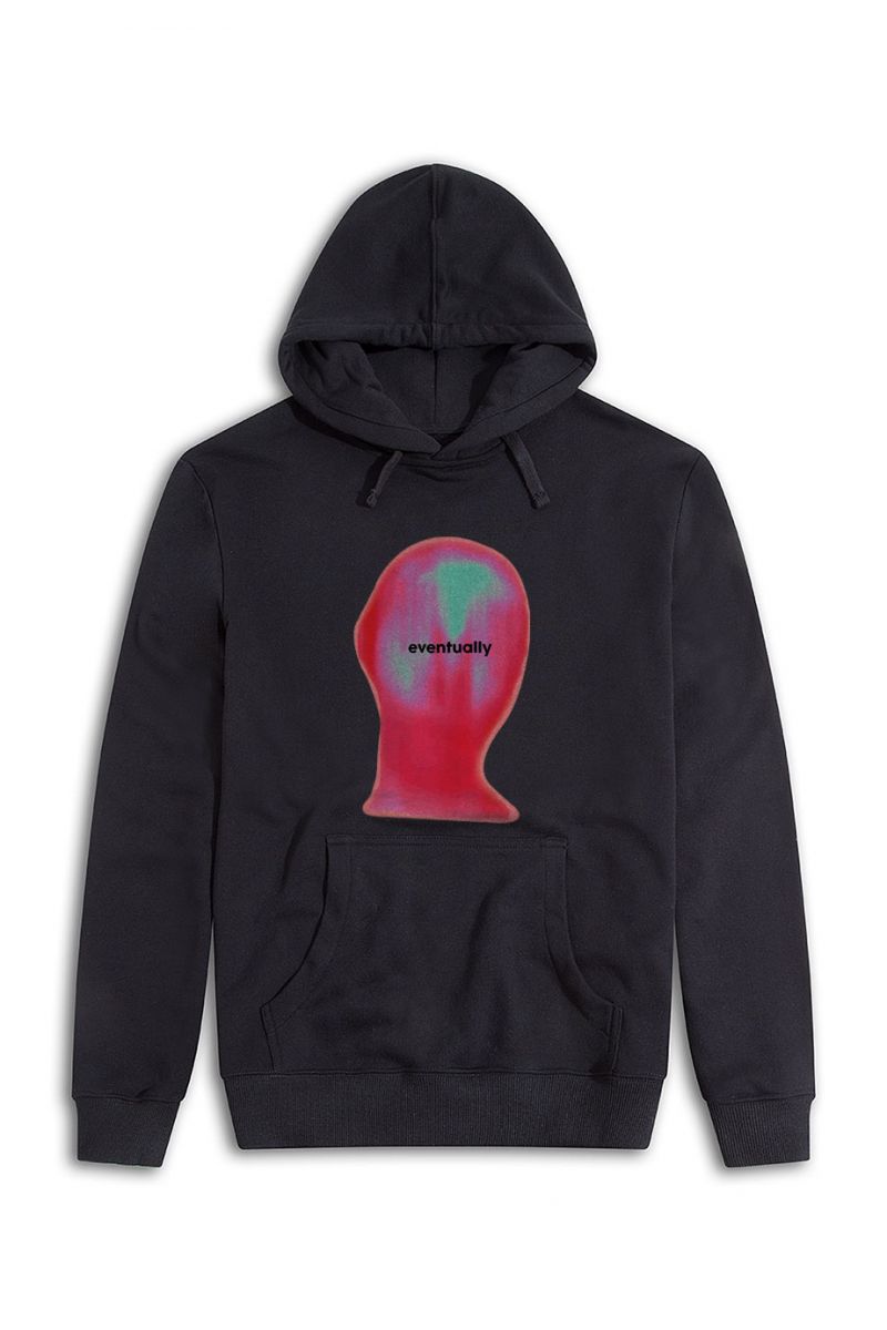 Black Premium Cotton Eventually Design Pullover Hoodie
