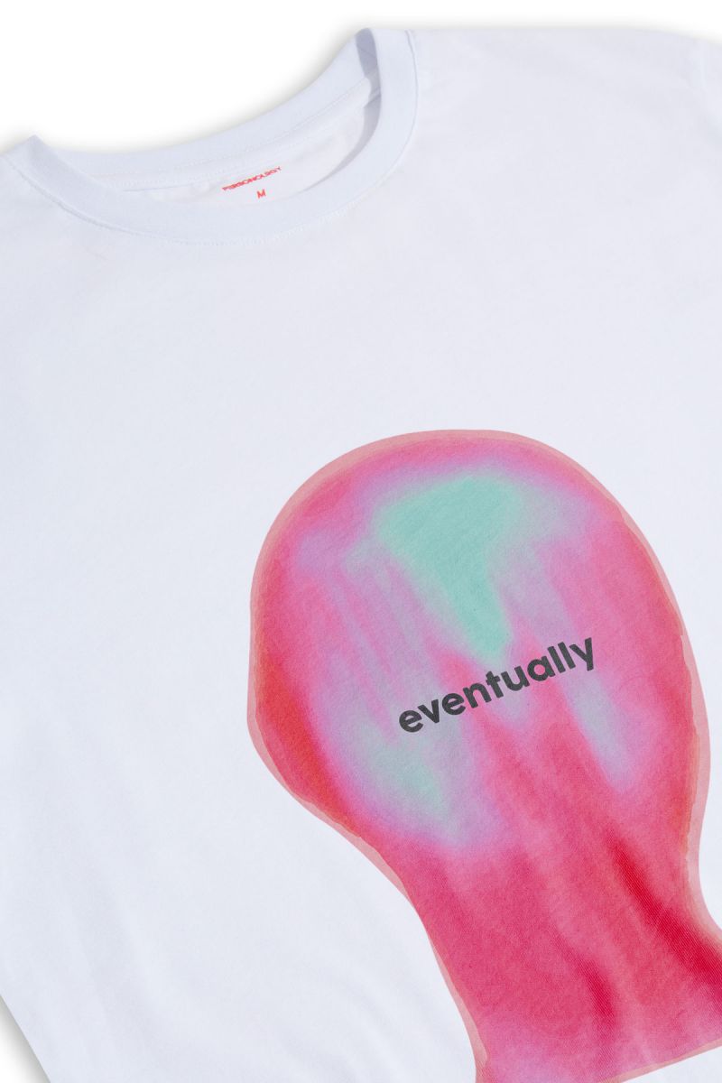 White Soft Fabric Eventually Design Short Sleeve Tee