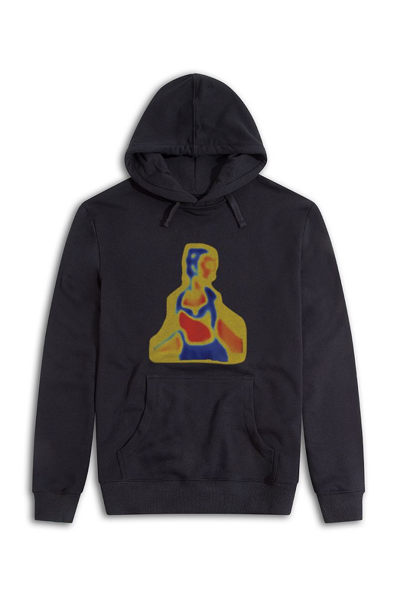 Black Premium Cotton Y2K Distorted Human Design Pullover Hoodie