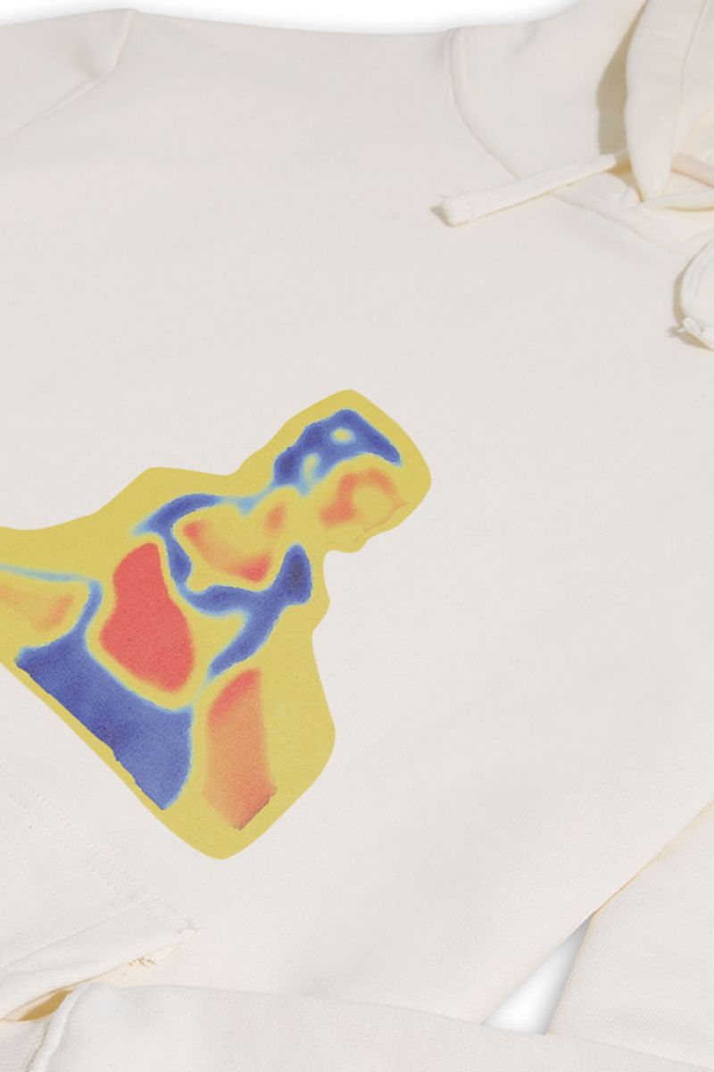 Ecru Premium Cotton Y2K Distorted Human Design Pullover Hoodie