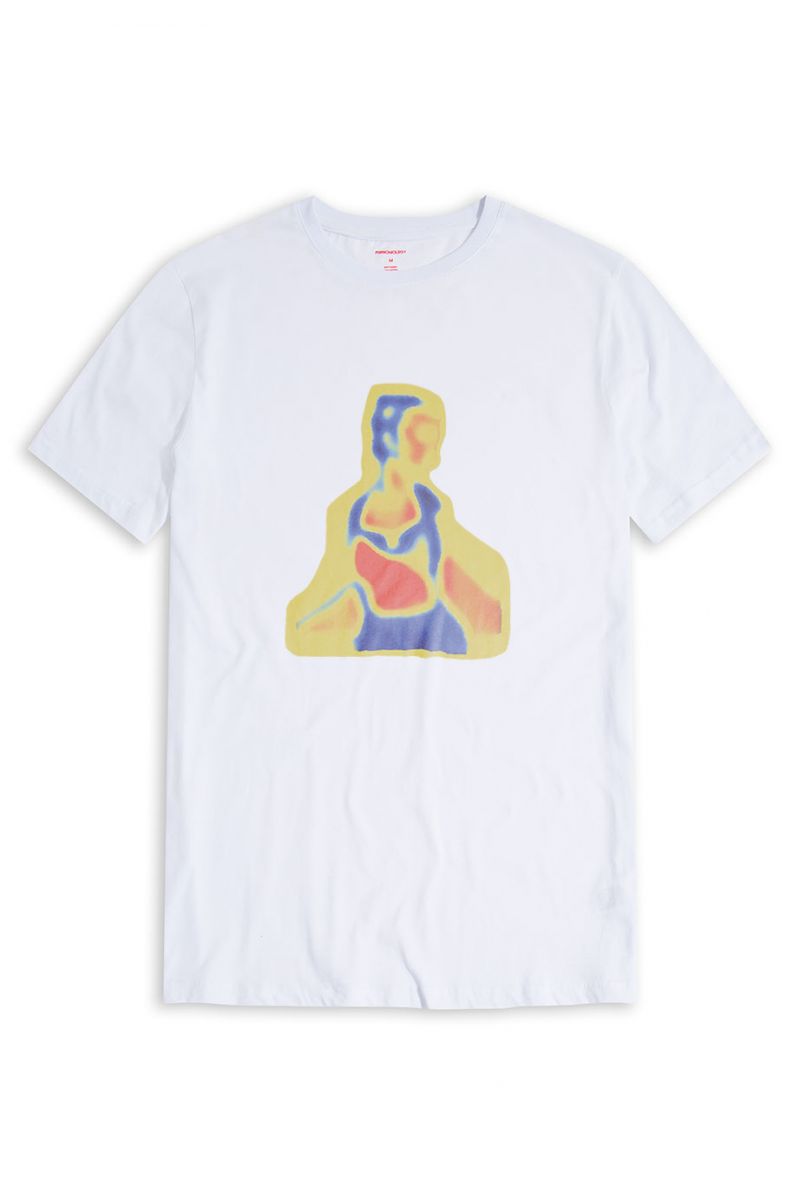 White Soft Fabric Y2K Distorted Human Design Short Sleeve Tee