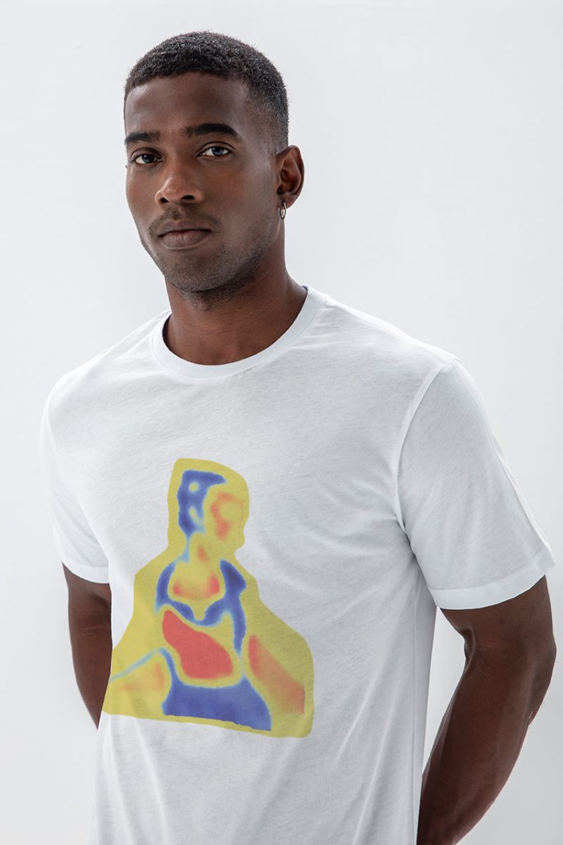 White Soft Fabric Y2K Distorted Human Design Short Sleeve Tee