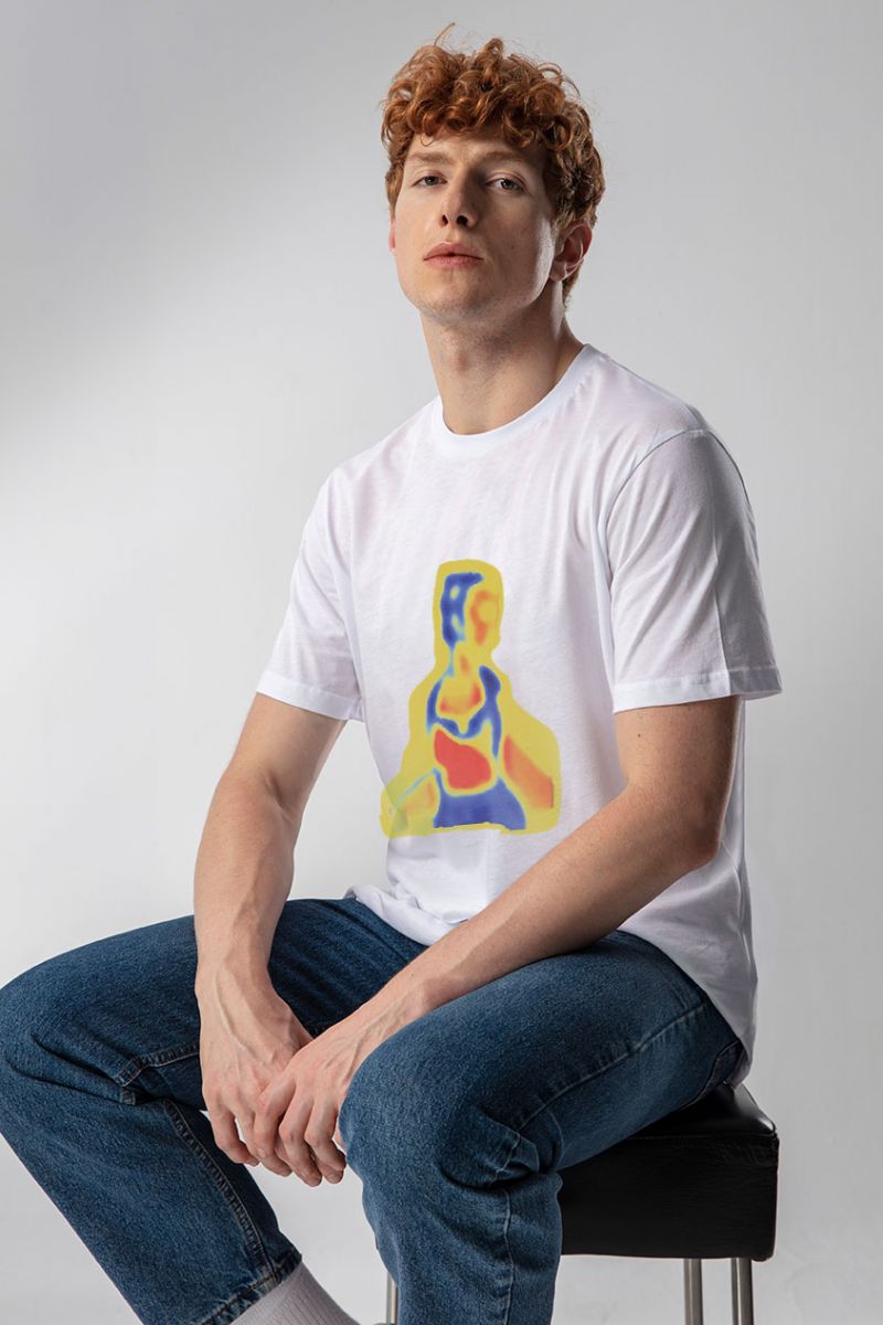 White Soft Fabric Y2K Distorted Human Design Short Sleeve Tee