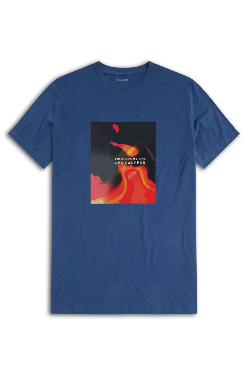 Navy Soft Fabric Apocalypse, Your Lips My Lips Design Short Sleeve Tee