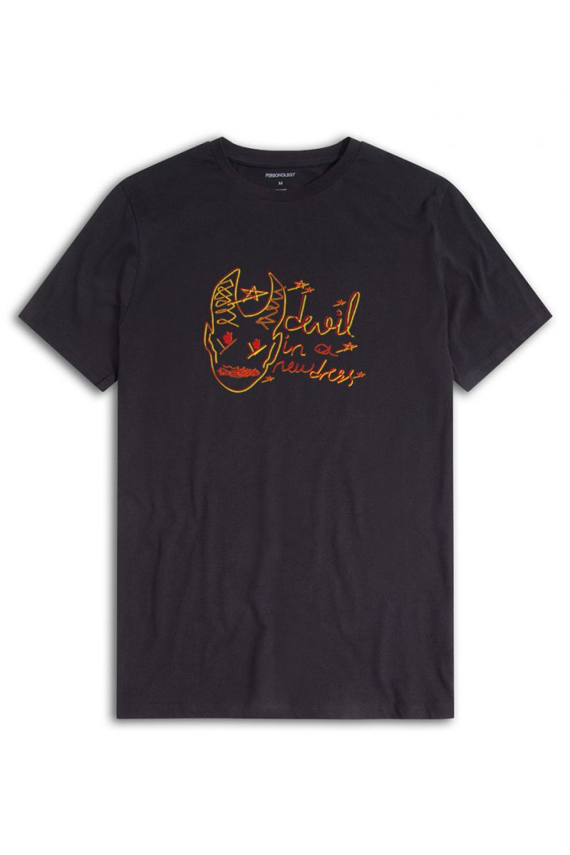 Black Soft Fabric Devil In A New Dress Design Short Sleeve Tee