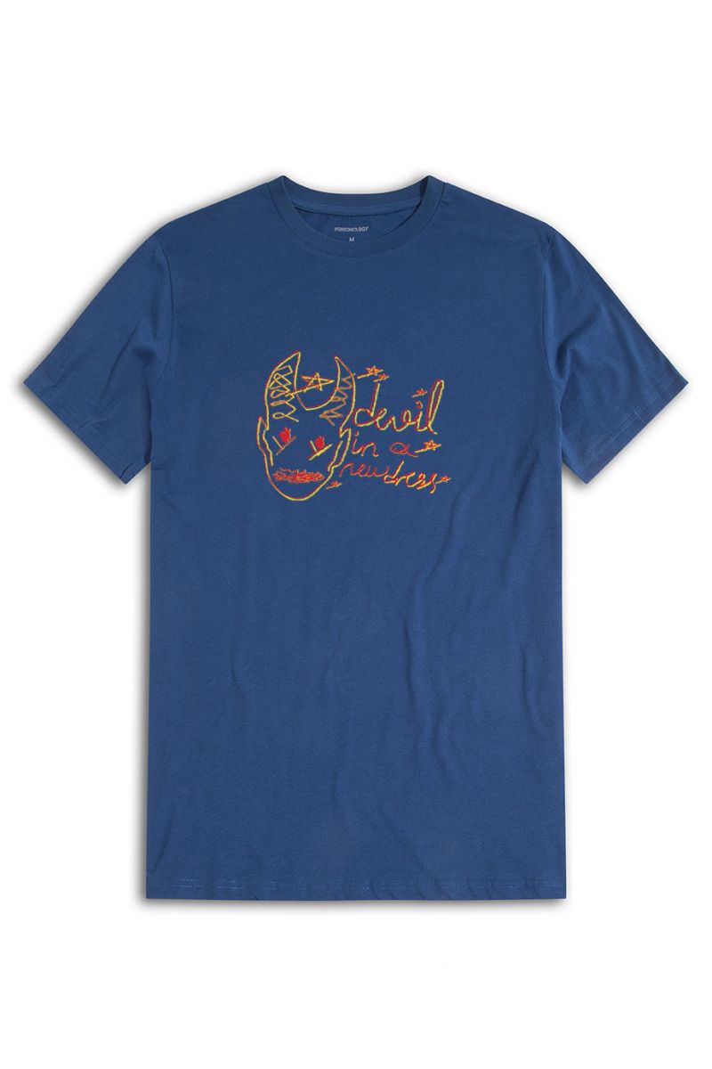 Navy Soft Fabric Devil In A New Dress Design Short Sleeve Tee