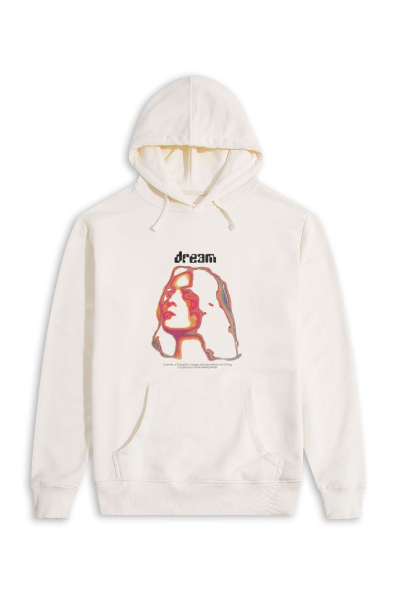 Ecru Premium Cotton Dream, a series of thoughts, images, and sensations, occuring in a person's mind during sleep. Design Pullover Hoodie