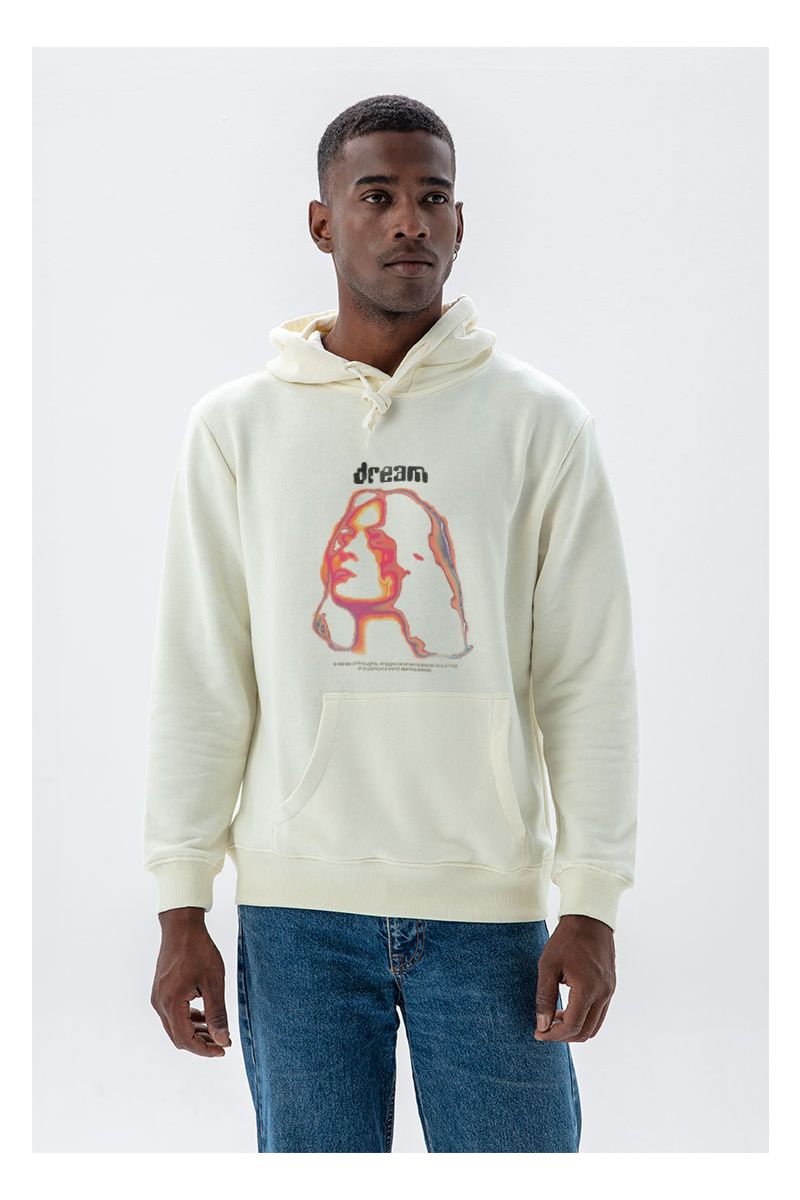 Ecru Premium Cotton Dream, a series of thoughts, images, and sensations, occuring in a person's mind during sleep. Design Pullover Hoodie